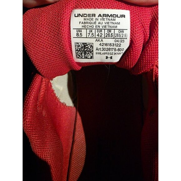 Under Armour Red UA Charged Assert 10 Men’s Size 8.5 Athletic Running Shoe New - Picture 8 of 8